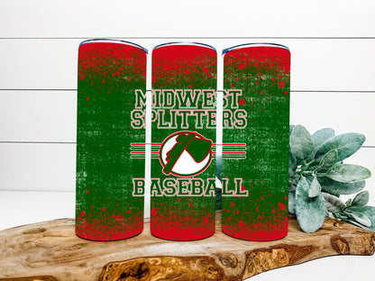 Midwest Splitters Baseball Completed 20oz Skinny Tumbler