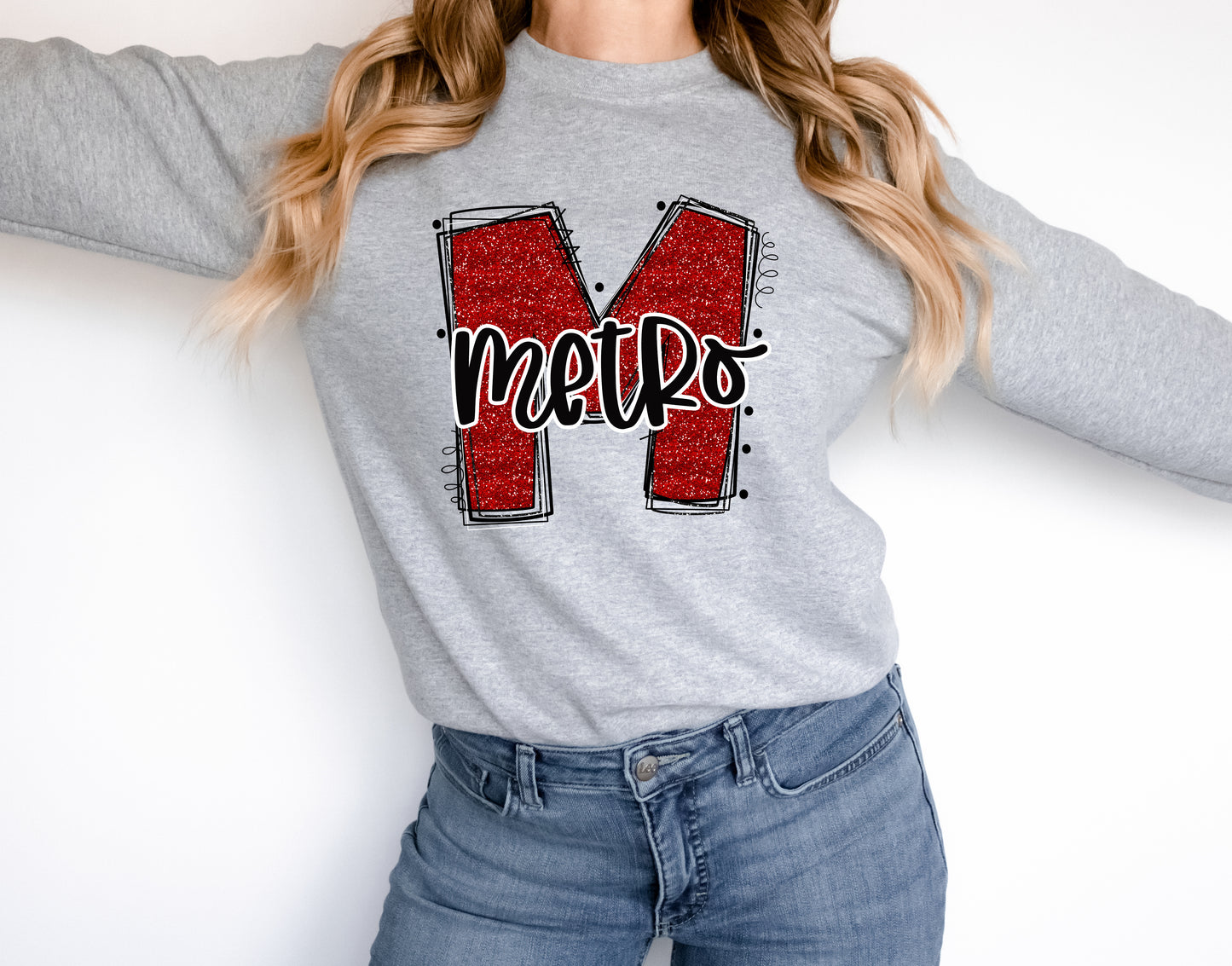 Metro Glitter Varsity Doodle Graphic Tee Graphic Tee