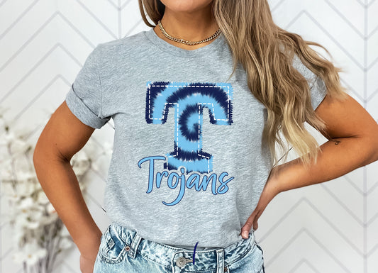 Trojans Faux Embroidery Graphic Tee