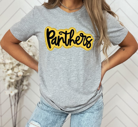 Panthers Yellow/Black Faux Applique