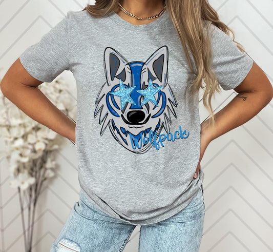 Wolfpack Blue Preppy Graphic Tee