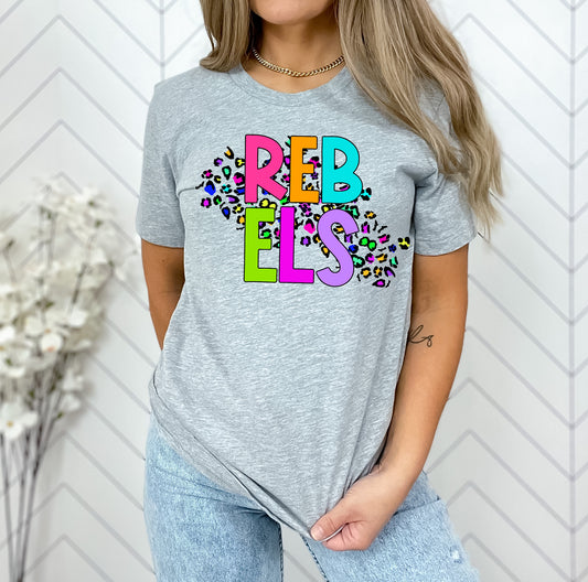 Rebels Bright Neon Mascot Graphic Tee - DTG ONLY Tee