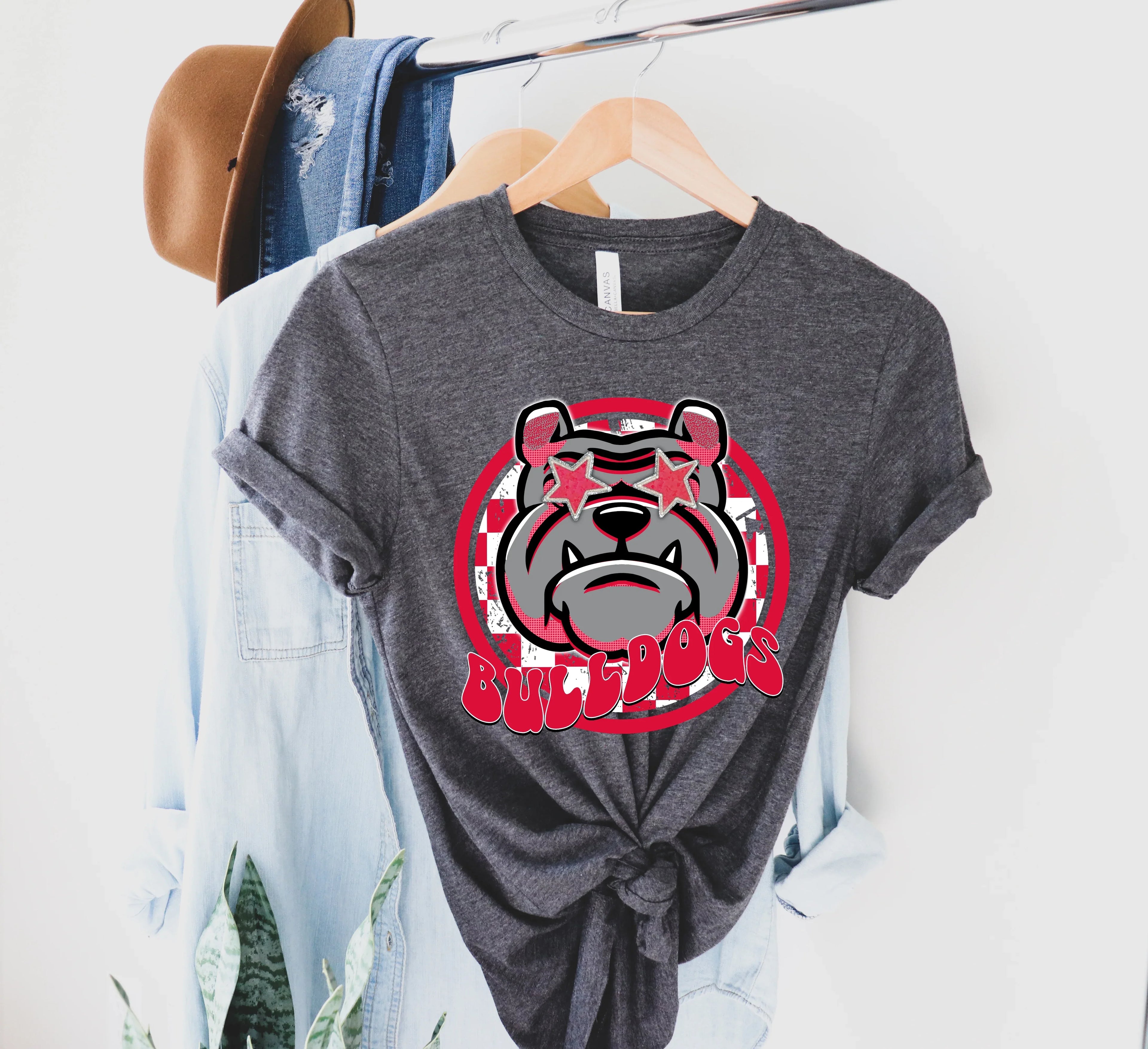 Bulldogs Checkered Preppy Graphic Tee - Merch Girls