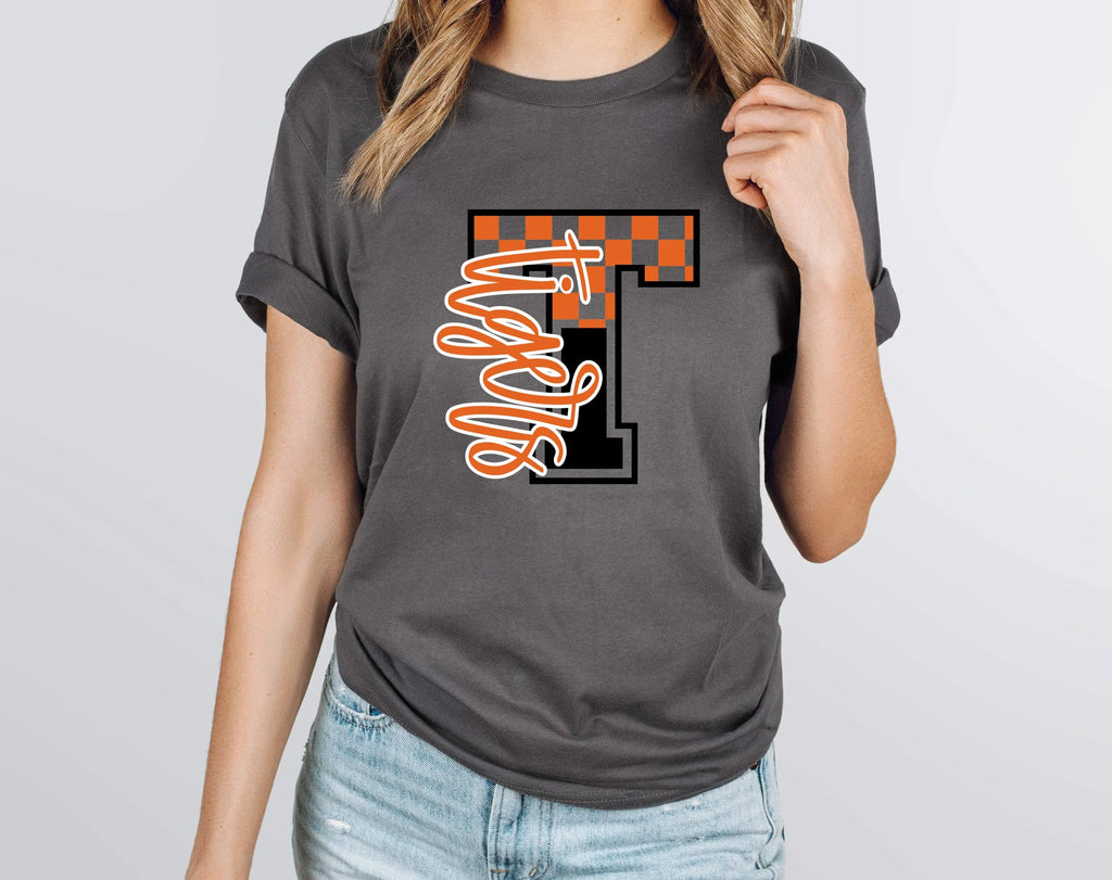 Tigers Orange Checkered DTF Transfer - Merch Girls