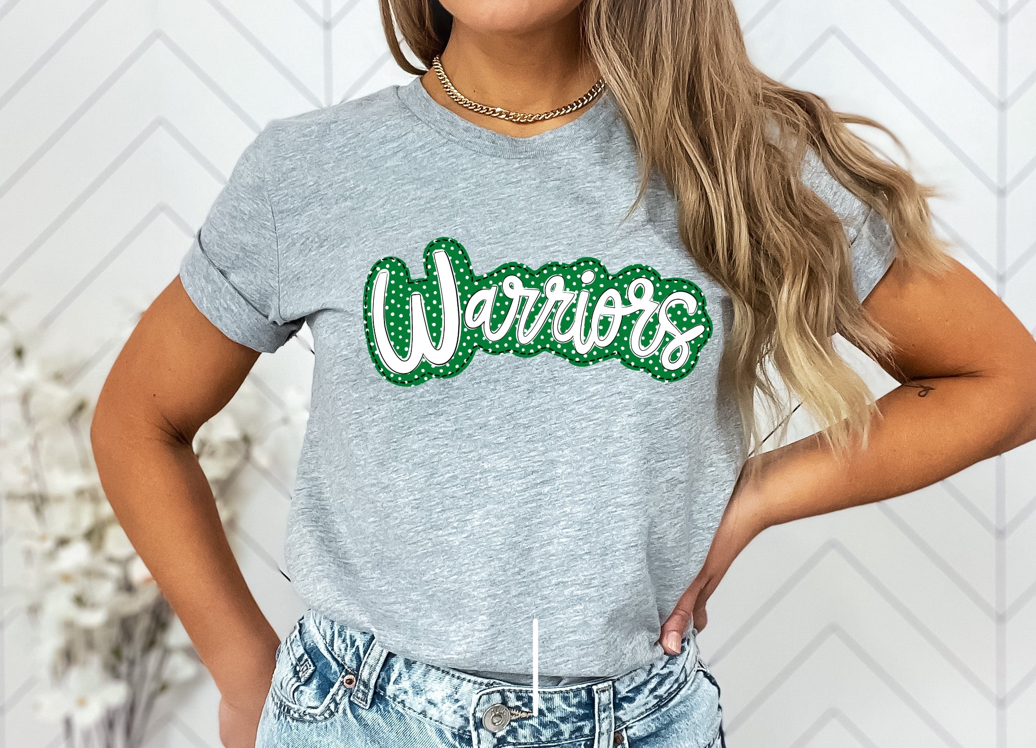 Warriors Faux Applique Graphic Tee