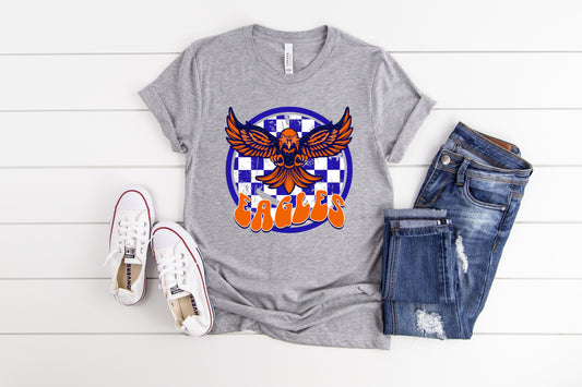 Eagles Checkered Preppy Graphic Tee