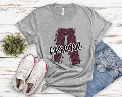 Arsenal Glitter Varsity Doodle Graphic Tee