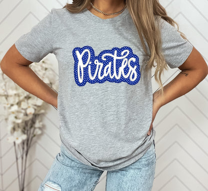 Pirates Blue/White Faux Applique