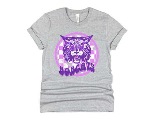 Bobcats Checkered Preppy Graphic Tee