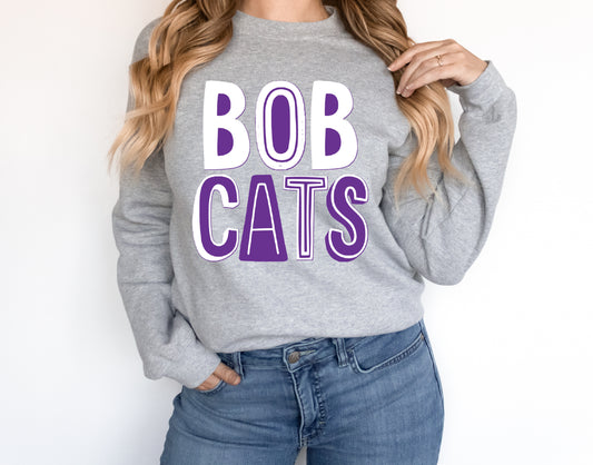 Bobcats Purple/White Colorful Graphic Tee