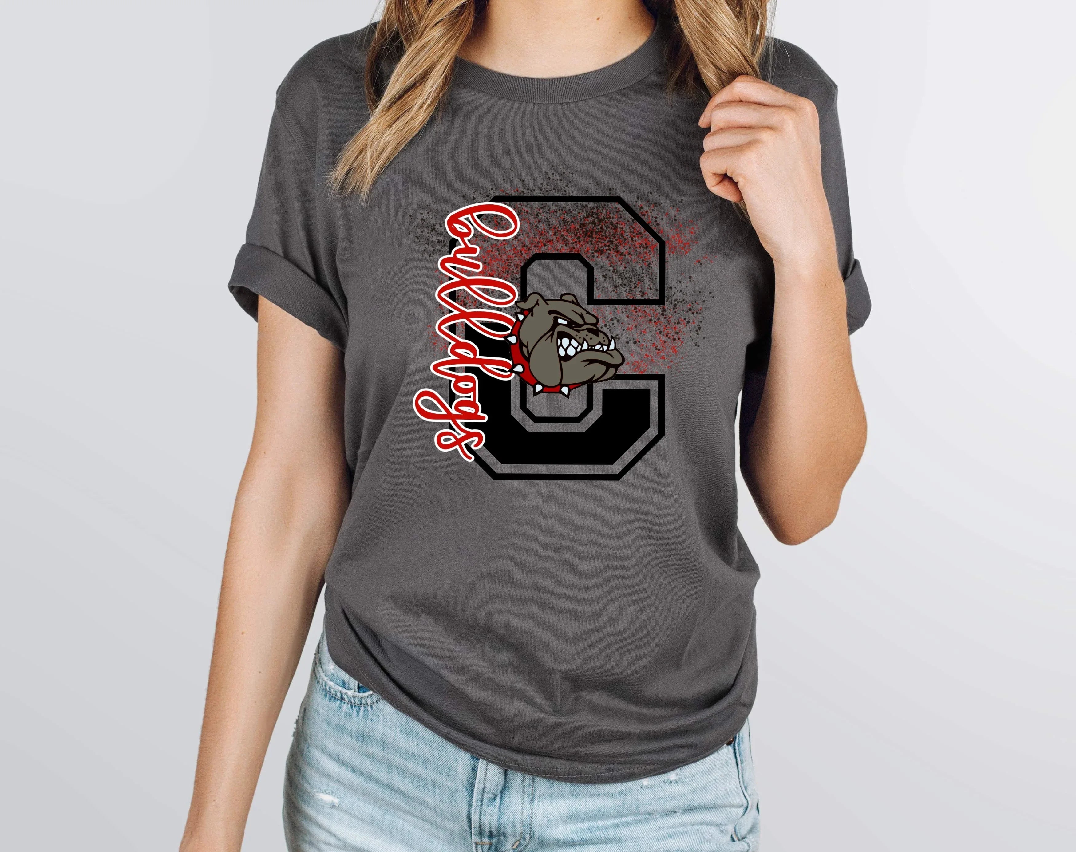 Bulldogs C Red Splatter DTF Transfer - Merch Girls