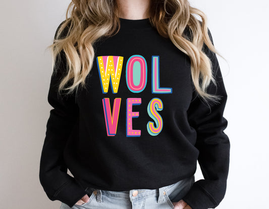 Wolves  Colorful Graphic Tee
