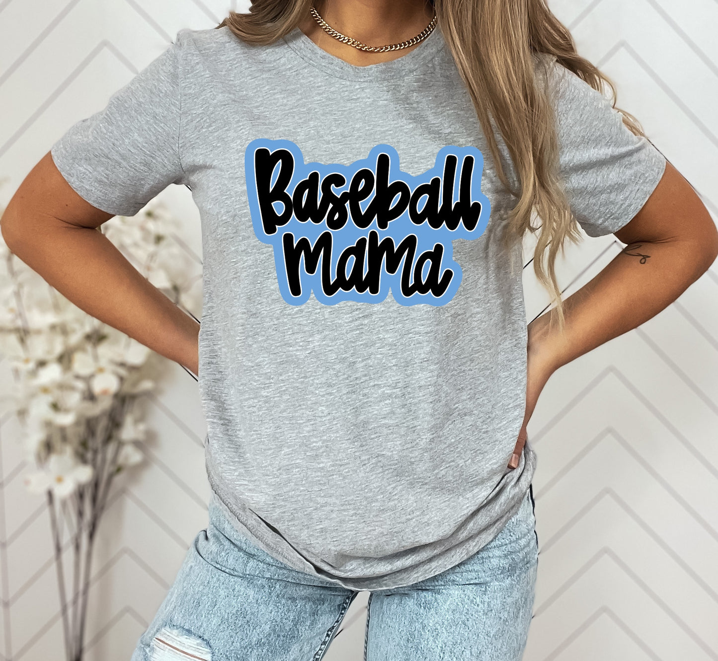 Baseball Mama Faux Applique Graphic Tee