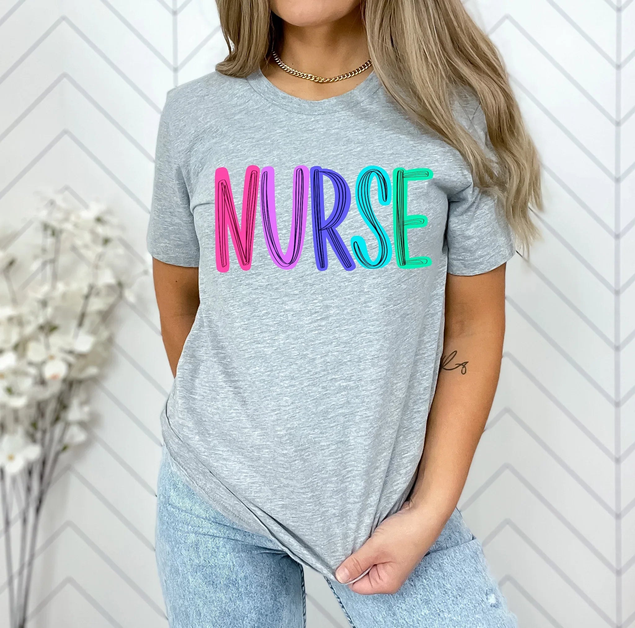 Nurse Scribble Doodle Graphic Tee - Merch Girls