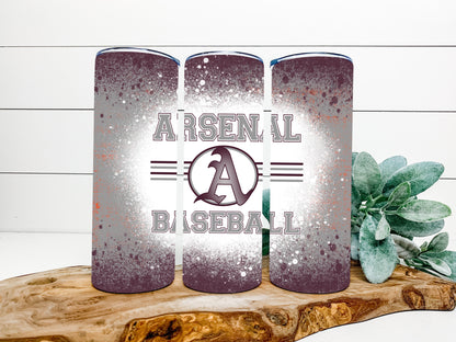 Arsenal Baseball Completed 20oz Skinny Tumbler