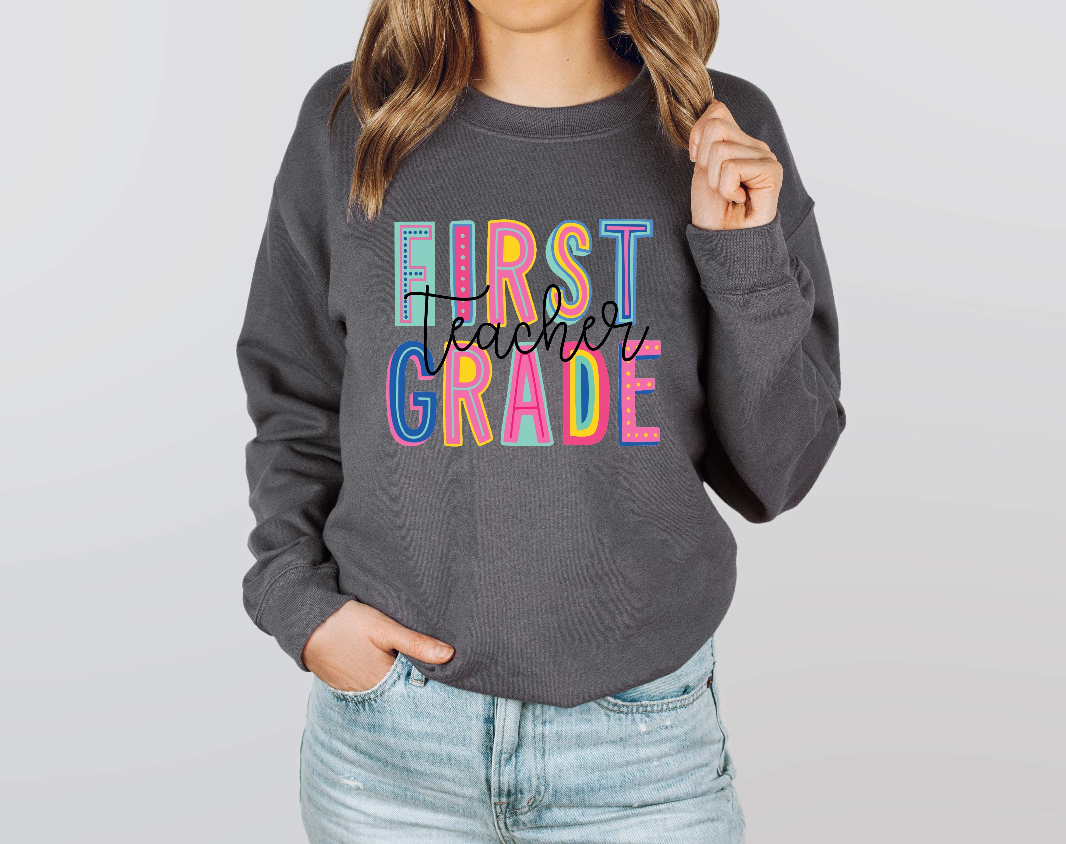 First Grade Teacher Colorful Graphic Tee
