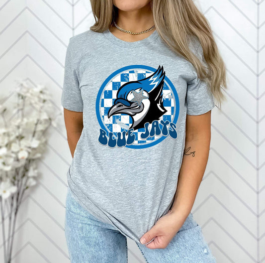 Bluejays Checkered Preppy Graphic Tee
