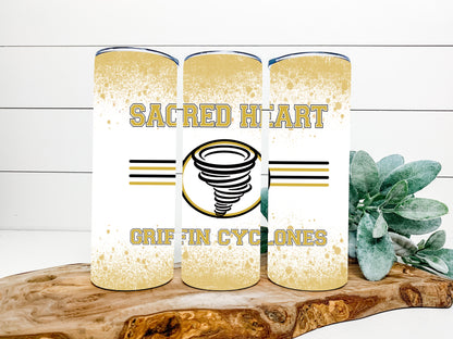 Sacred Heart Griffin Cyclones  Completed 20oz Skinny Tumbler