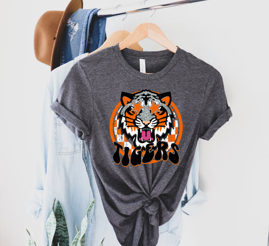 Tigers Checkered Preppy Graphic Tee