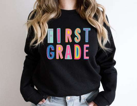 First Grade Colorful Graphic Tee
