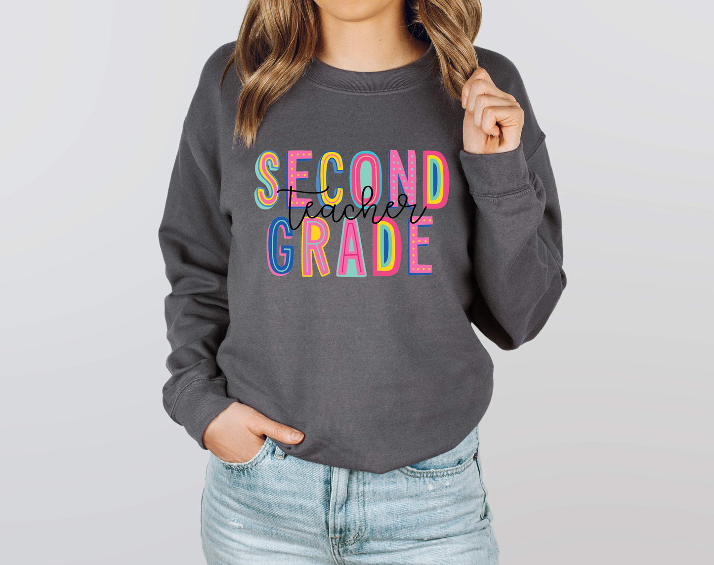 Second Grade Teacher Colorful Graphic Tee