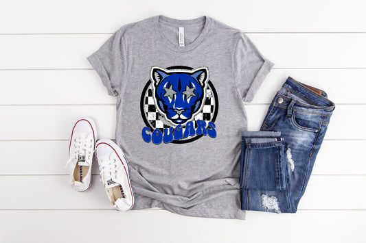 Cougars Checkered Preppy Graphic Tee