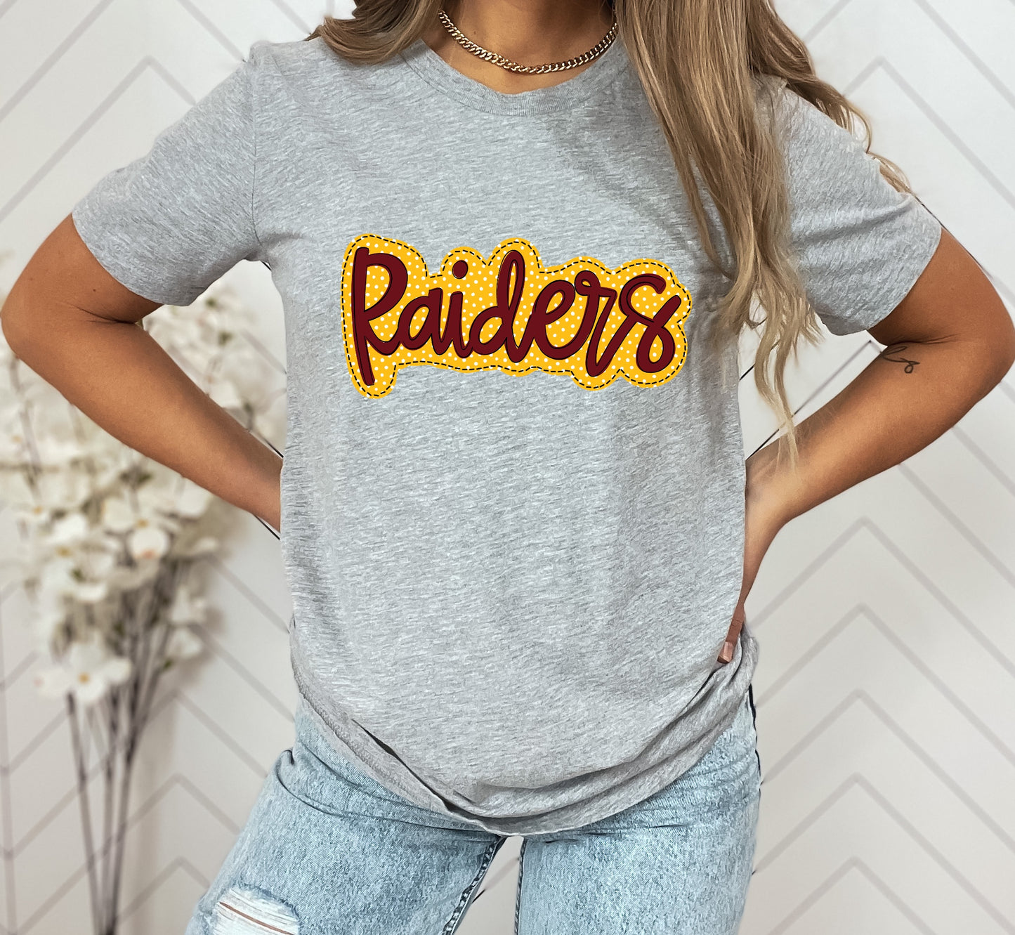 Raiders Maroon/Yellow Faux Applique