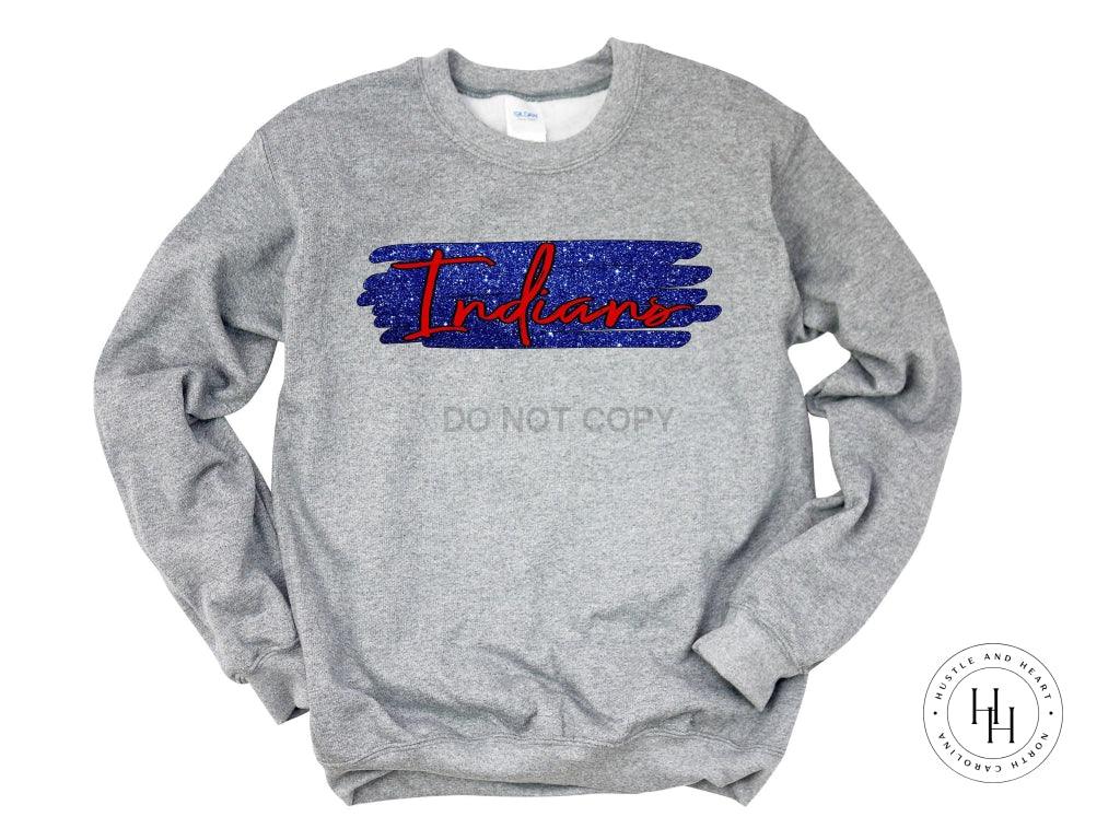 Indians Royal Blue and Red No Leopard Graphic Tee - Merch Girls