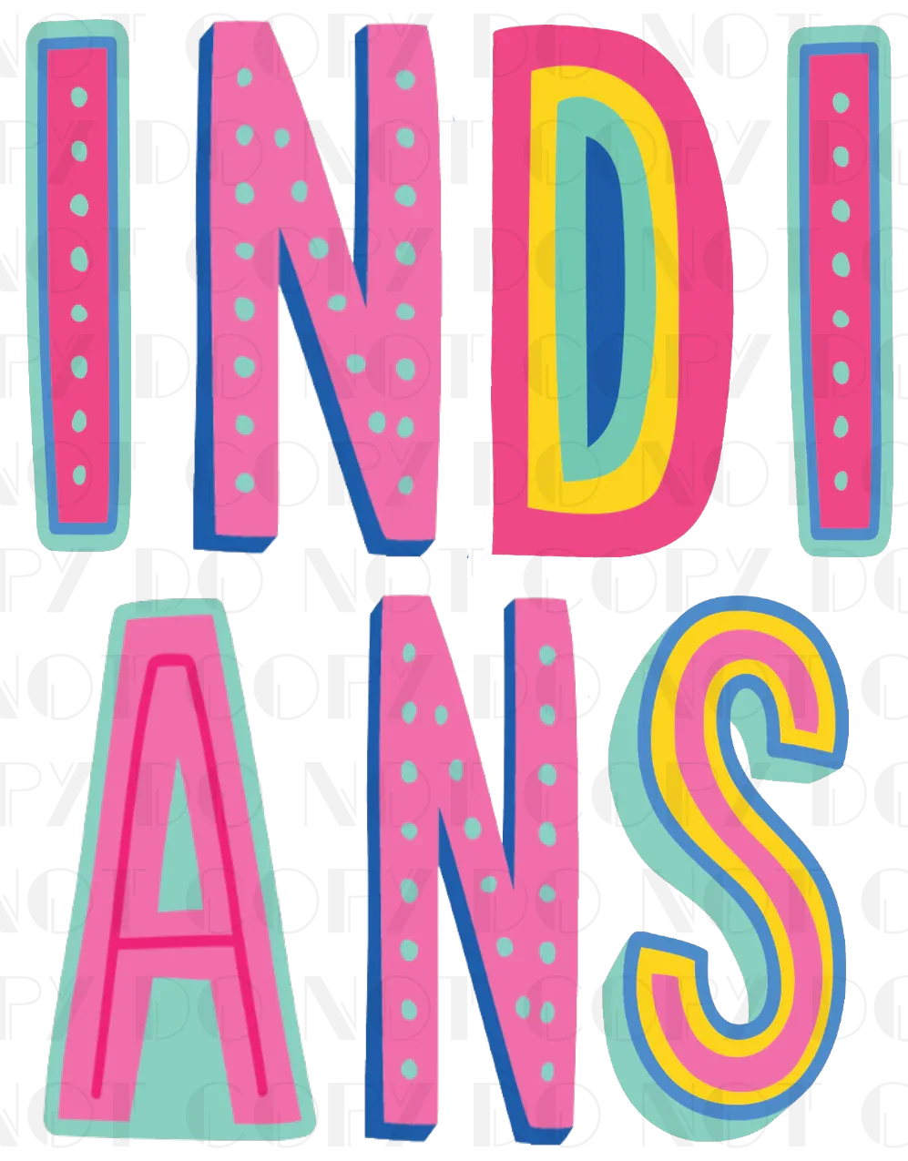 Indians Colorful Block PNG Digital File - Merch Girls