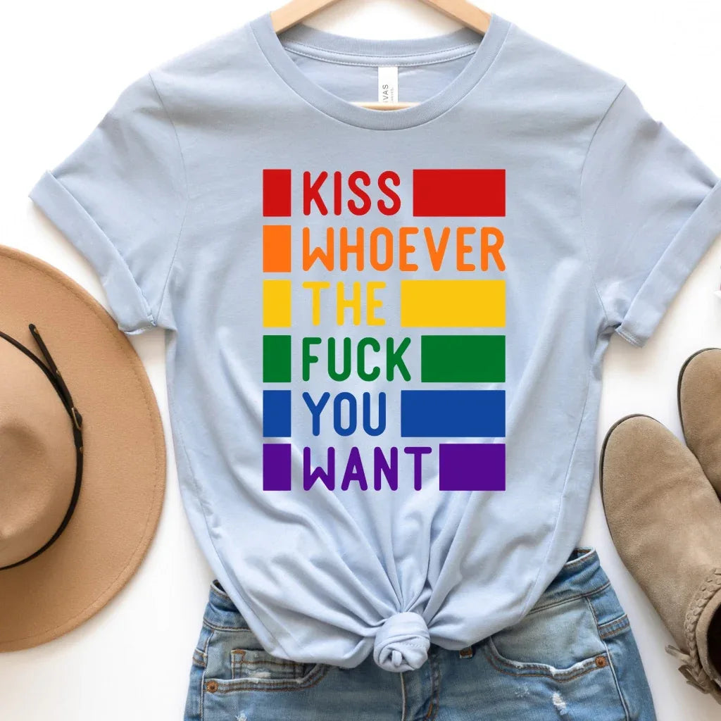 Kiss Whoever The Fuck You Want Pride Graphic Tee - Merch Girls