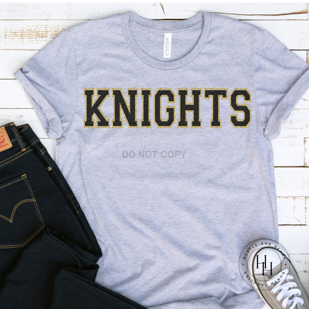 Knights Black/gold Faux Chenille Letters Graphic Tee