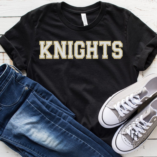 Knights White/gold Faux Chenille Letters Graphic Tee