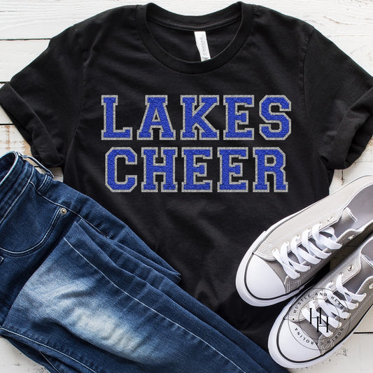 Lakes Cheer Royal/silver Faux Chenille Letters Graphic Tee