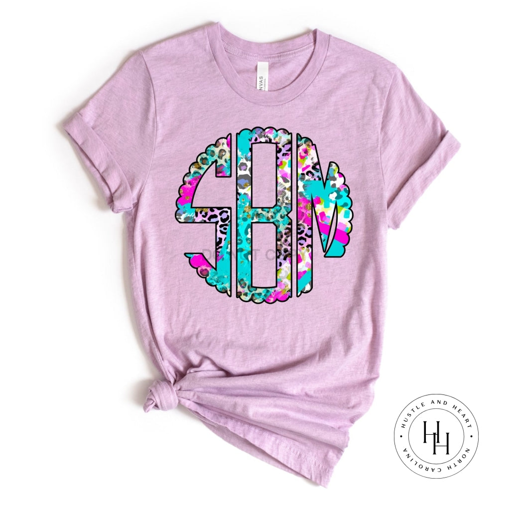 Leopard Brush Monogram Graphic Tee Shirt