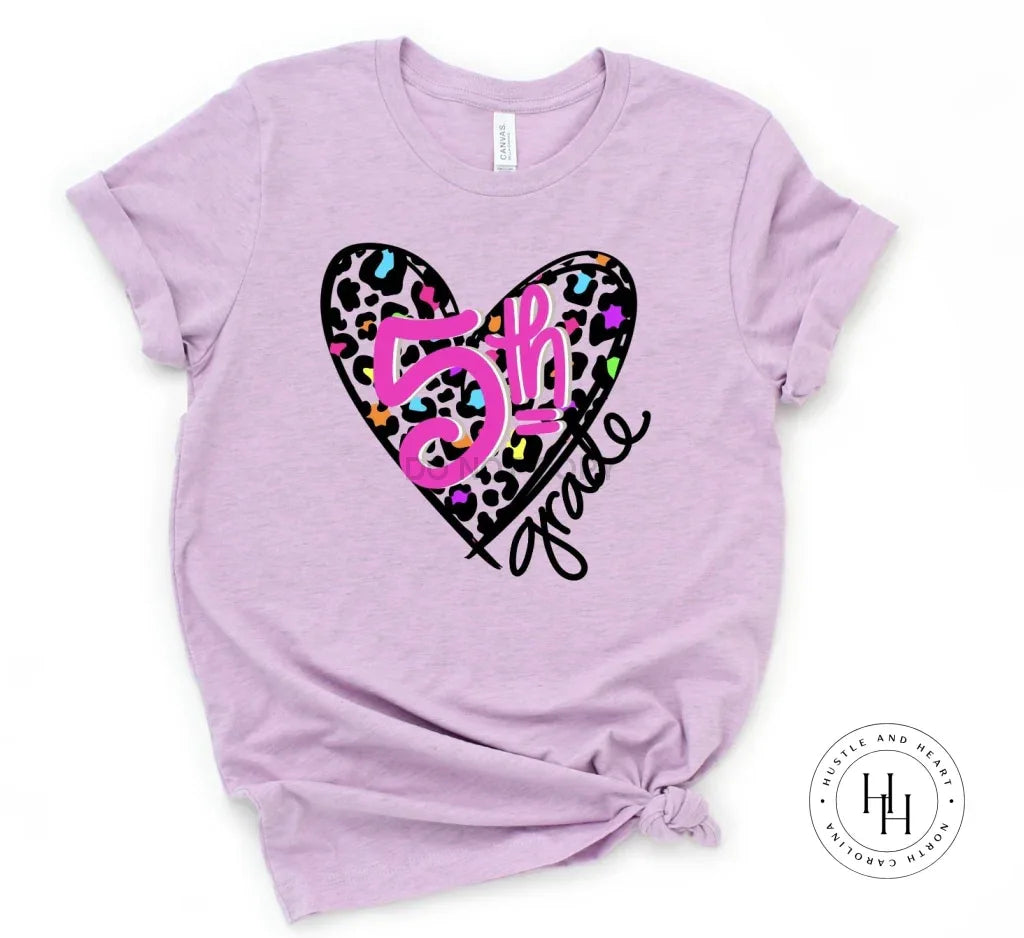 Leopard Heart- 5th Grade Graphic Tee - Merch Girls