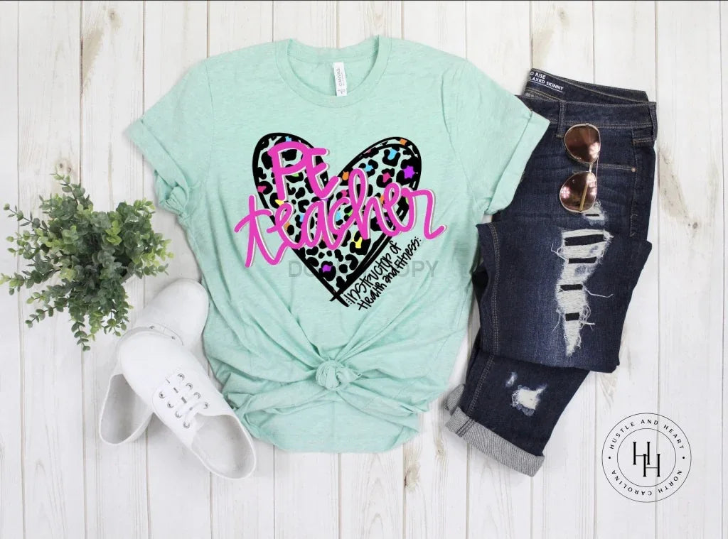 Leopard Heart- PE Teacher Graphic Tee - Merch Girls