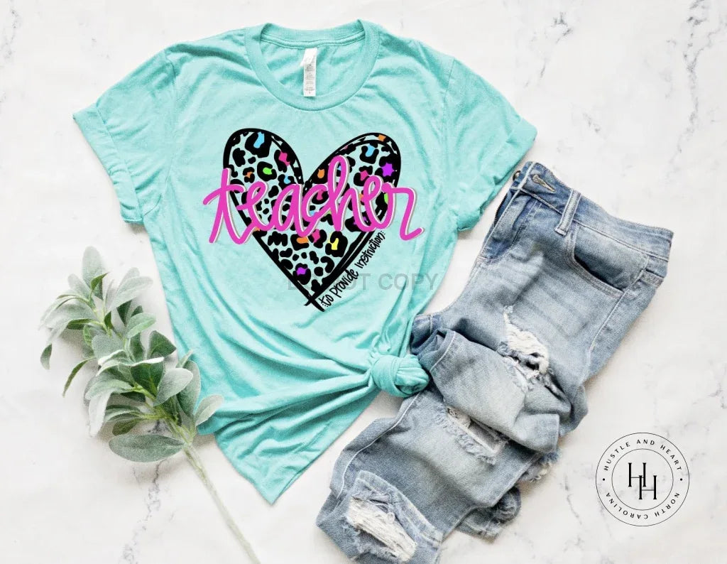Leopard Heart- Teacher Graphic Tee - Merch Girls
