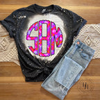 Leopard Stripe Monogram Graphic Tee - Merch Girls