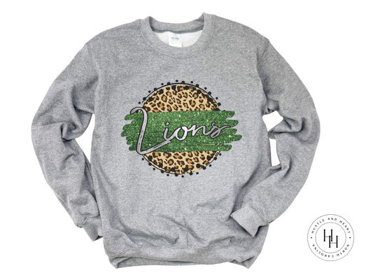 Lions Green And Silver Tan Leopard Graphic Tee Shirt