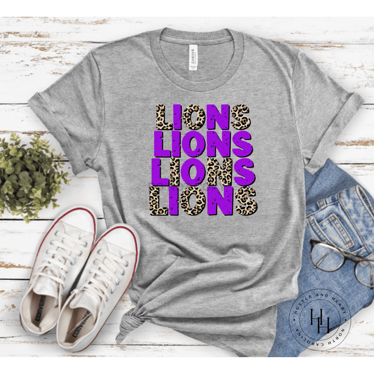 Lions Purple Repeating Graphic Tee Dtg