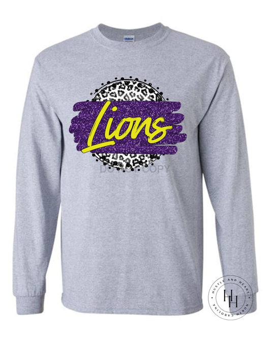 Lions Purple/yellow Grey Leopard Graphic Tee Shirt