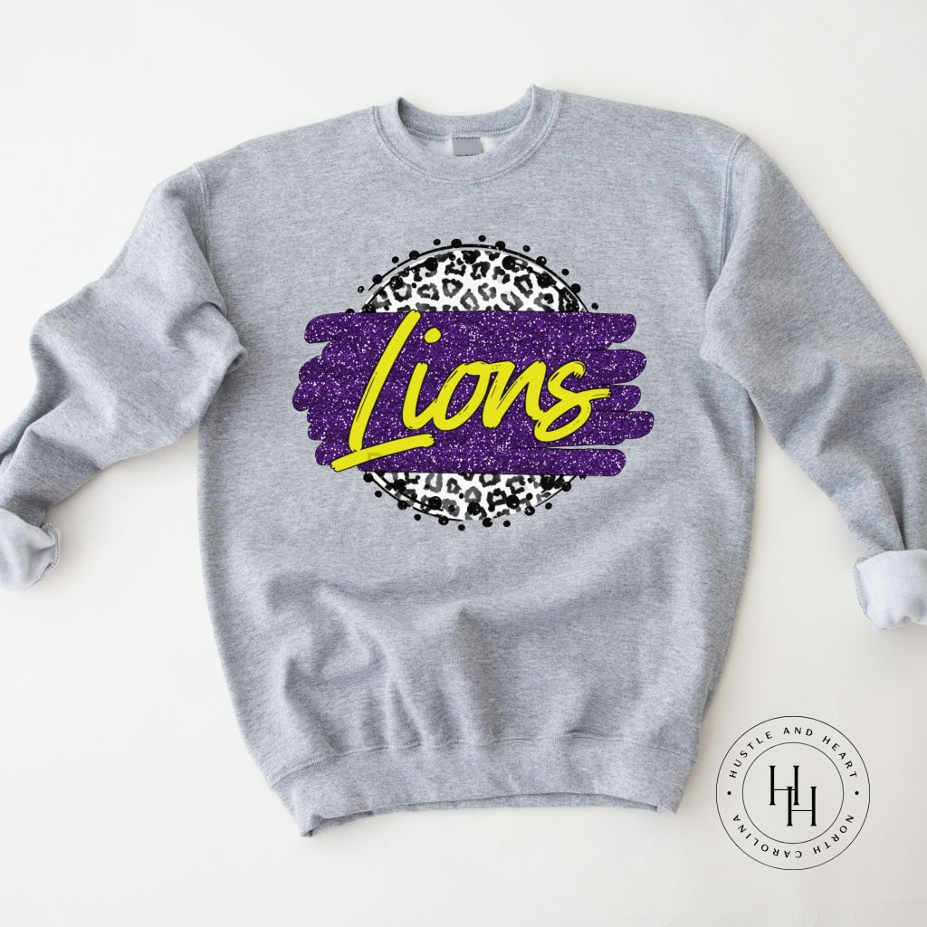 Lions Purple/yellow Grey Leopard Graphic Tee Shirt