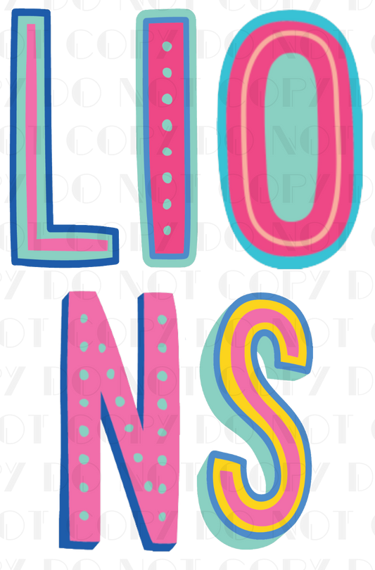 Lions Stacked Colorful Block PNG Digital File