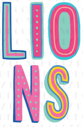 Lions Stacked Colorful Block PNG Digital File - Merch Girls