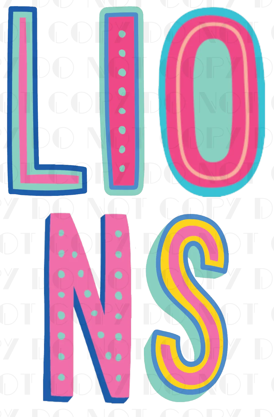 Lions Stacked Colorful Block PNG Digital File - Merch Girls