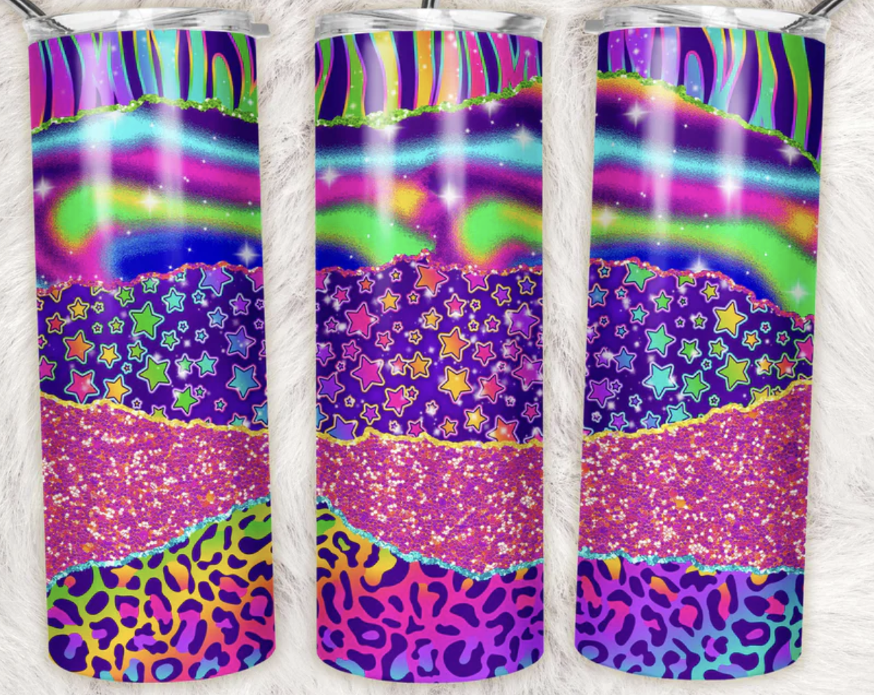 Neon Mixed Media Completed 20oz Skinny Tumbler