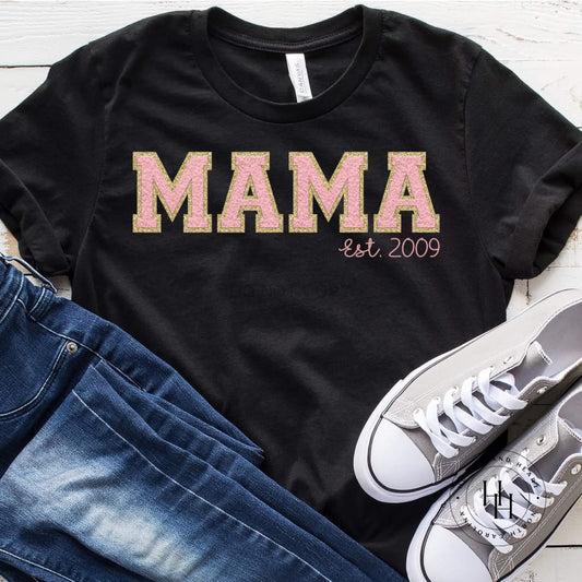 Mama Est Light Pink Faux Chenille Graphic Tee Shirt