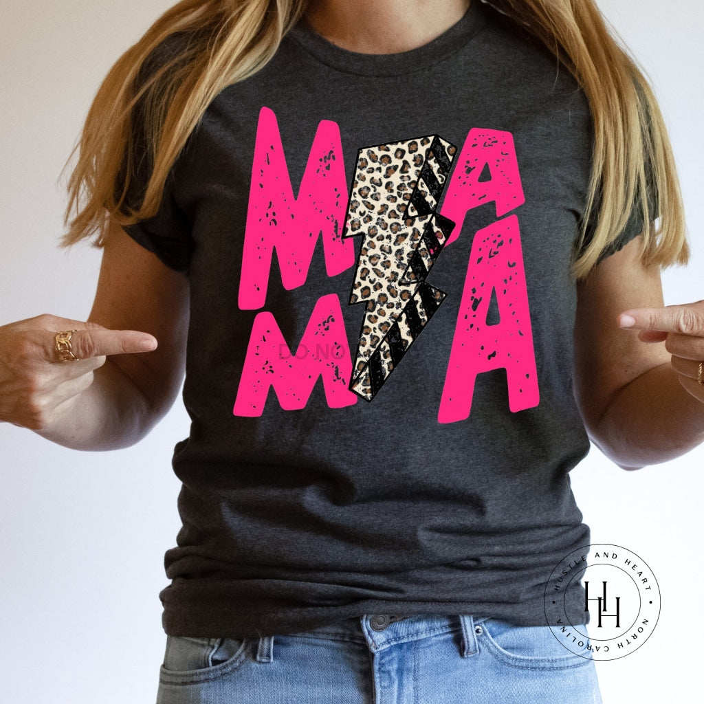 Mama Hot Pink Lightning Bolt Graphic Tee