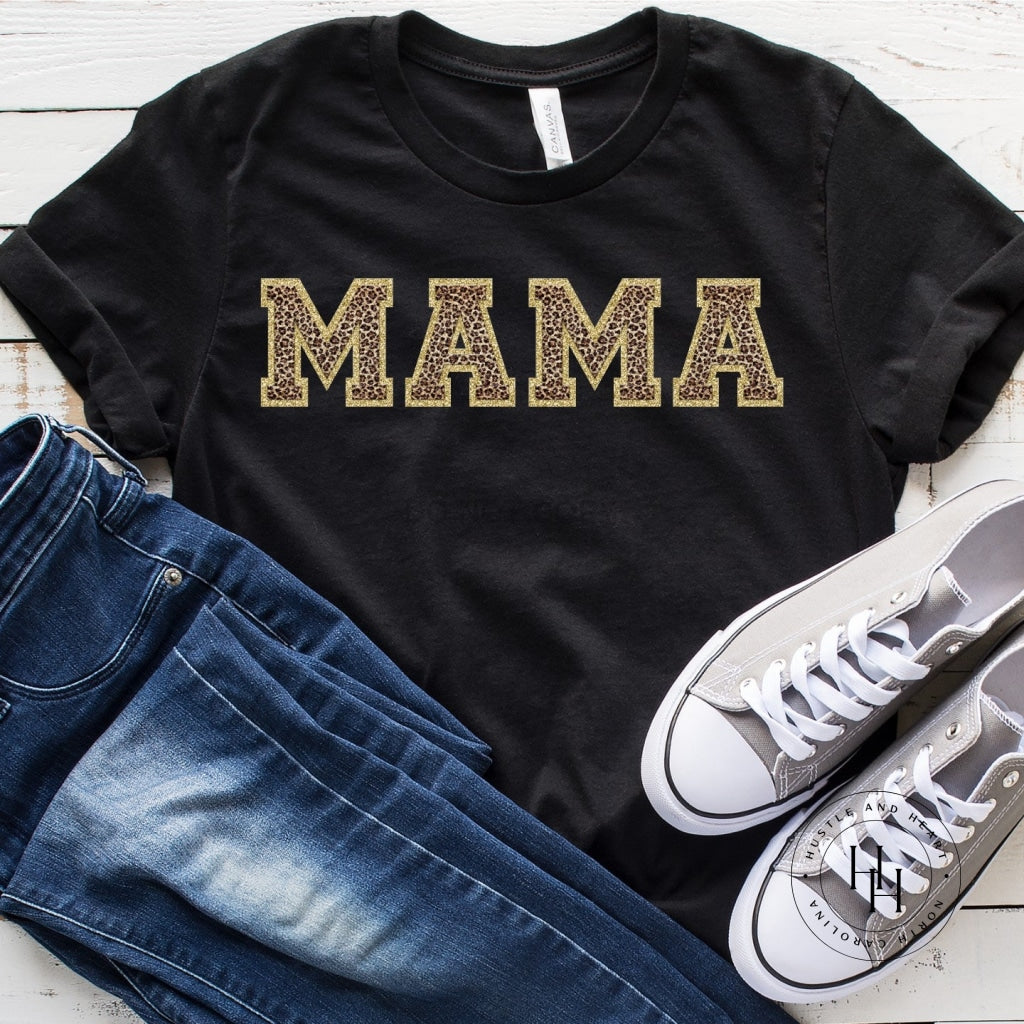 Mama Leopard Faux Chenille Letters Graphic Tee