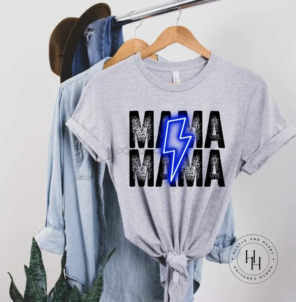 Mama Neon Blue Lightning Bolt Graphic Tee - Merch Girls